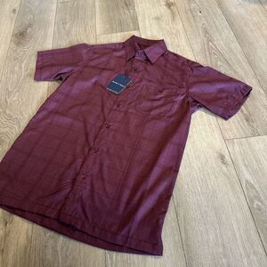 Preswick &‎ Moore Men's Short Sleeve Button Down Easy Care Shirt Wine Small